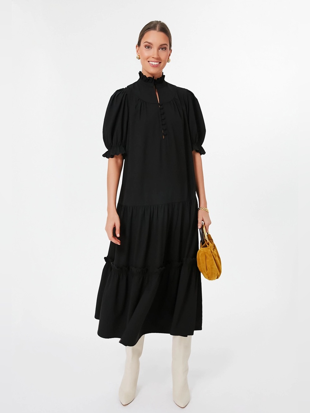 TuckerNuck Pomander Place Black Selena Maxi Dress Preppy Old Money Size Small